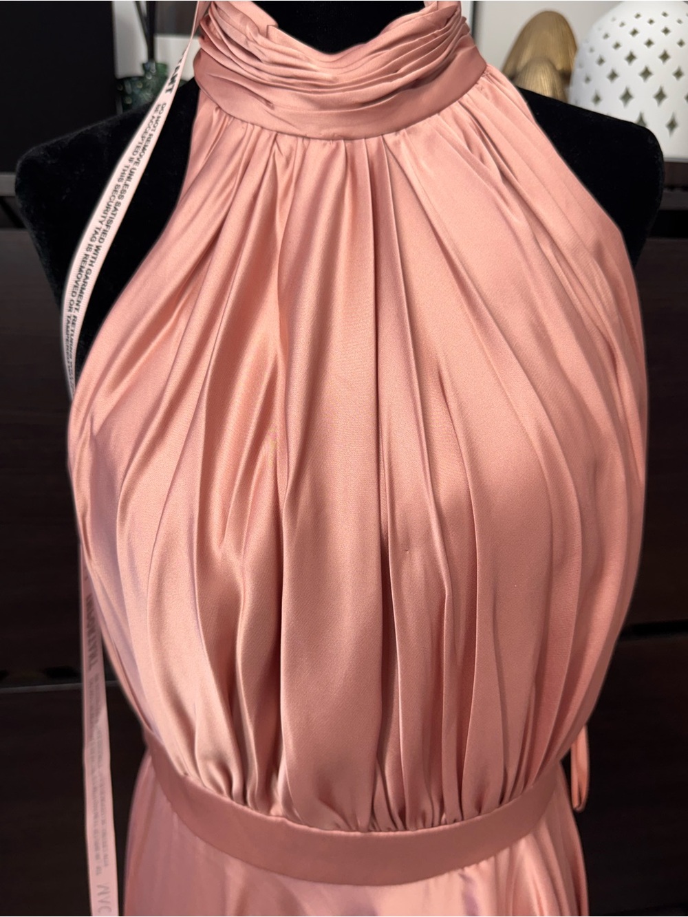 Mac Duggal Pink High Neck Satin High
Low Gown Dress - Picture 3 of 13